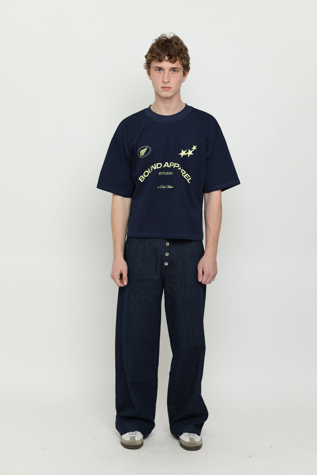 Navy & Yellow Boxy Tee