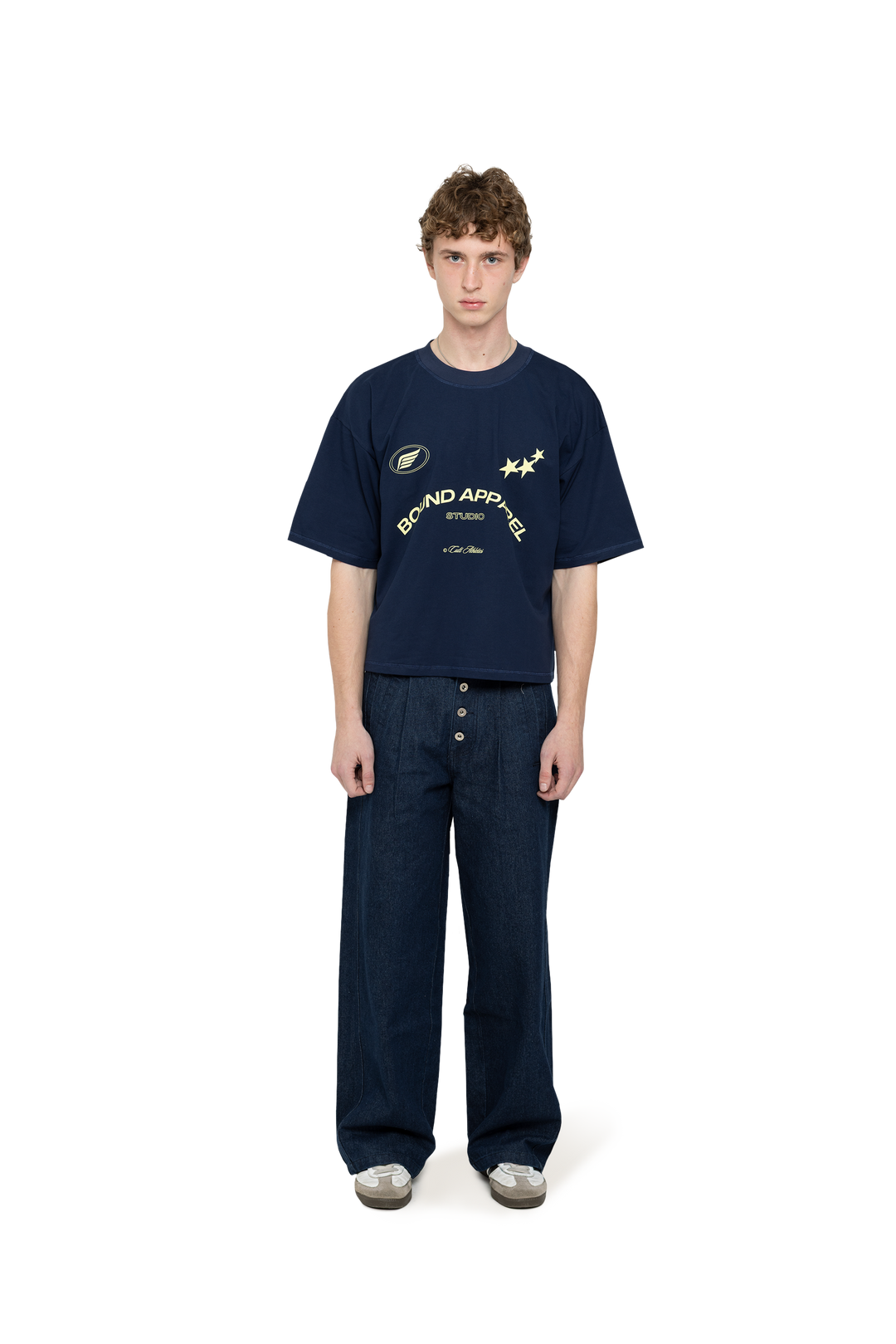 Navy & Yellow Boxy Tee