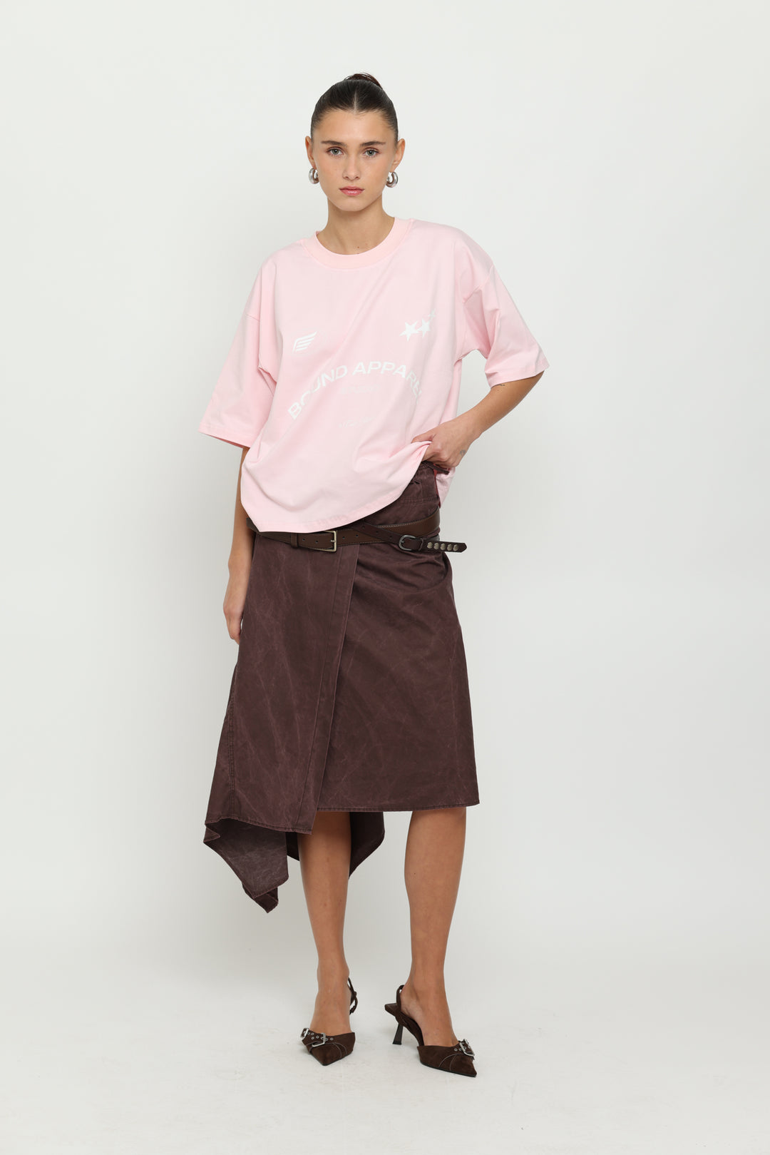 Baby Pink & White Boxy Tee