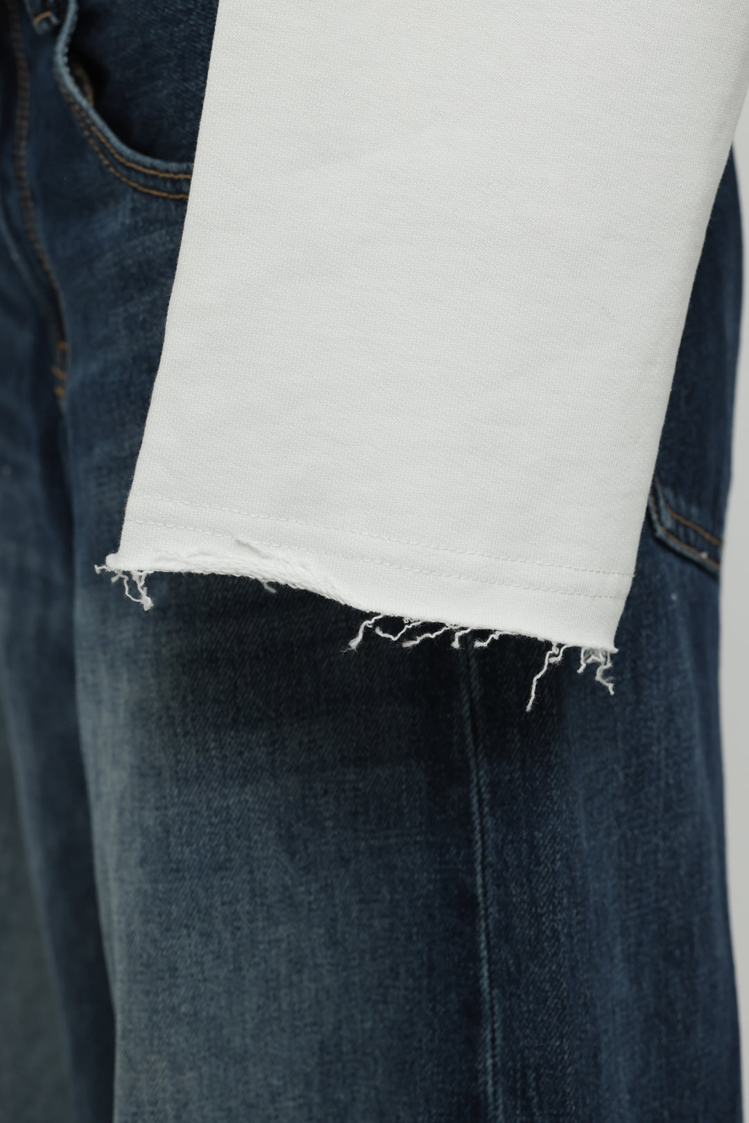 Off-White & Navy Logo Crewneck