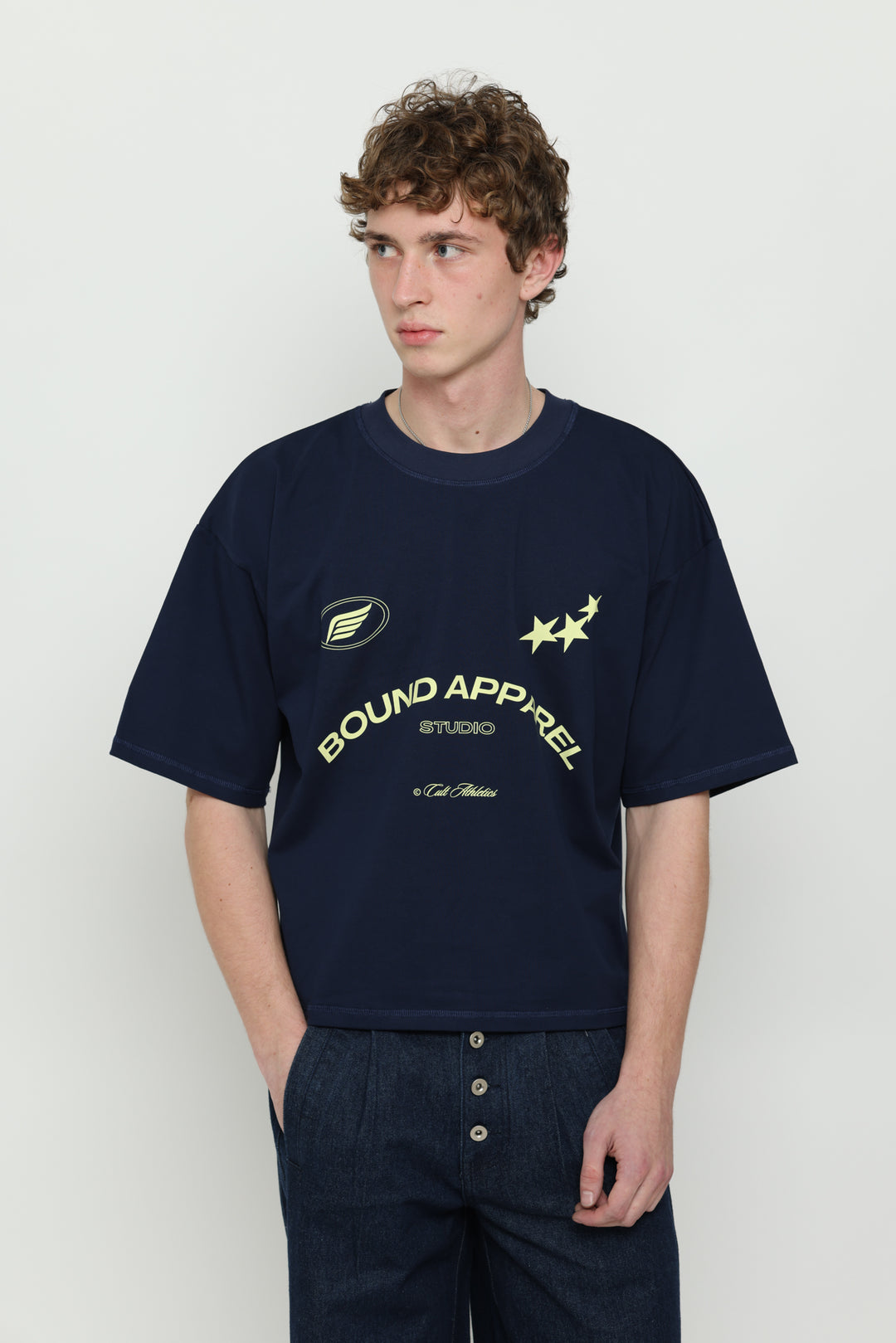 Navy & Yellow Boxy Tee