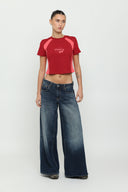 Maroon & Pink Micro Tee