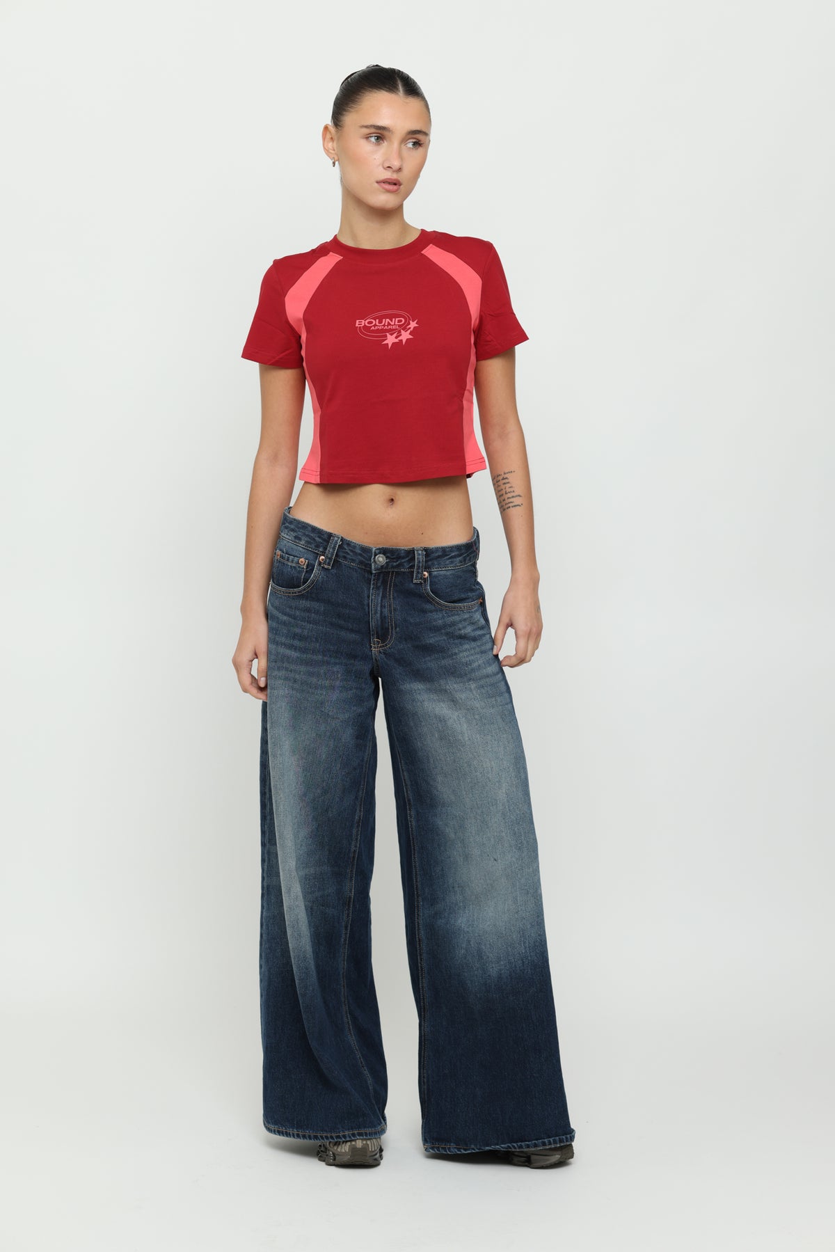 Maroon & Pink Micro Tee