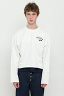 Off-White & Navy Logo Crewneck
