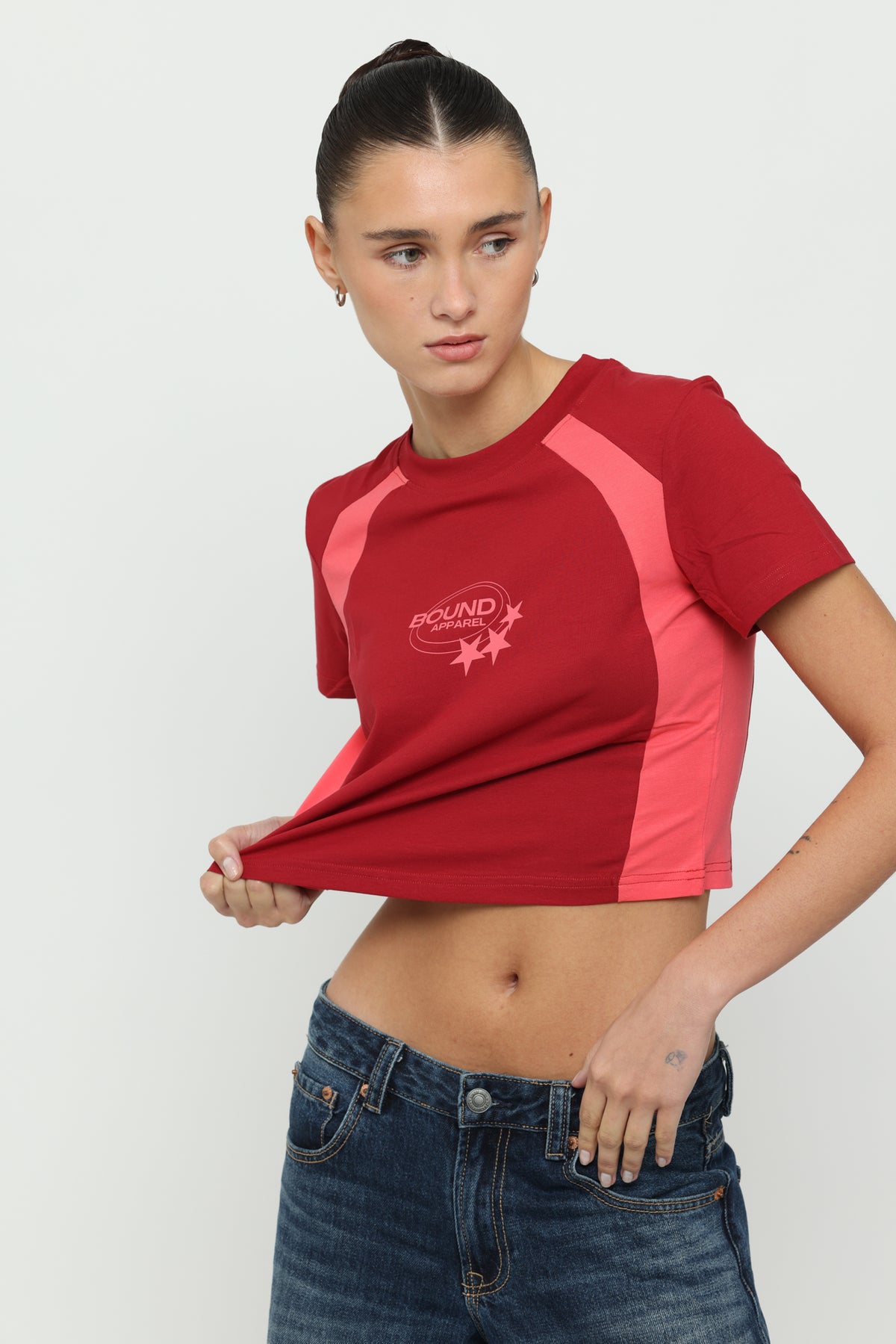 Maroon & Pink Micro Tee