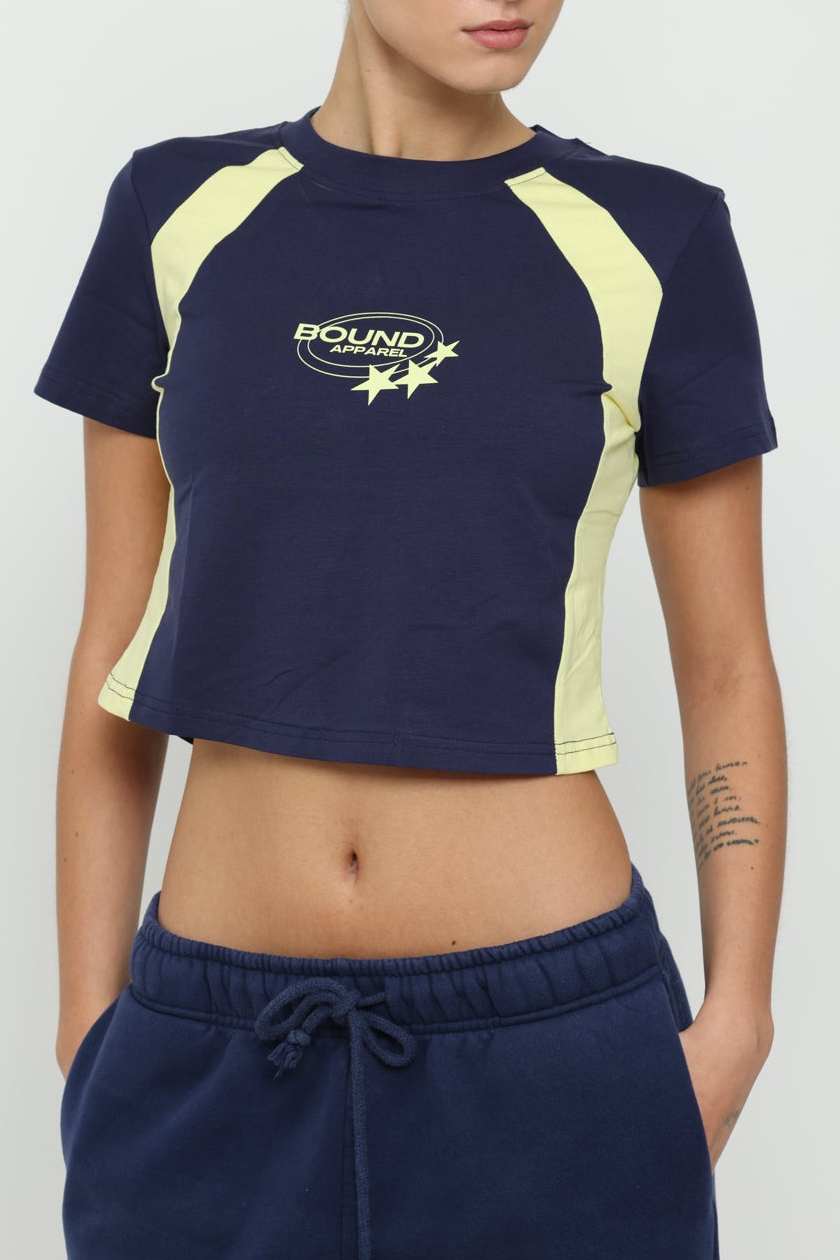 Navy & Yellow Micro Tee