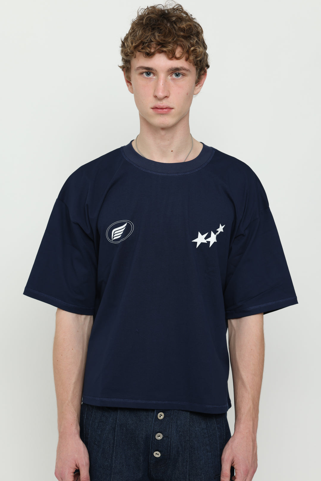 Navy & White Boxy Tee