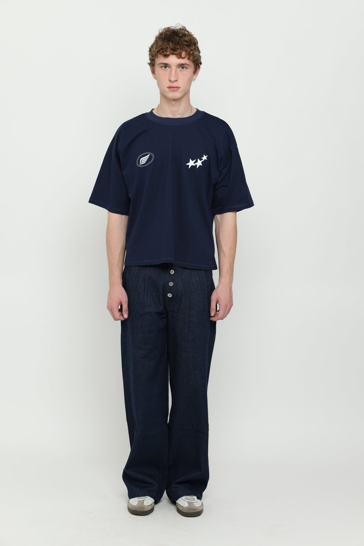 Navy & White Boxy Tee