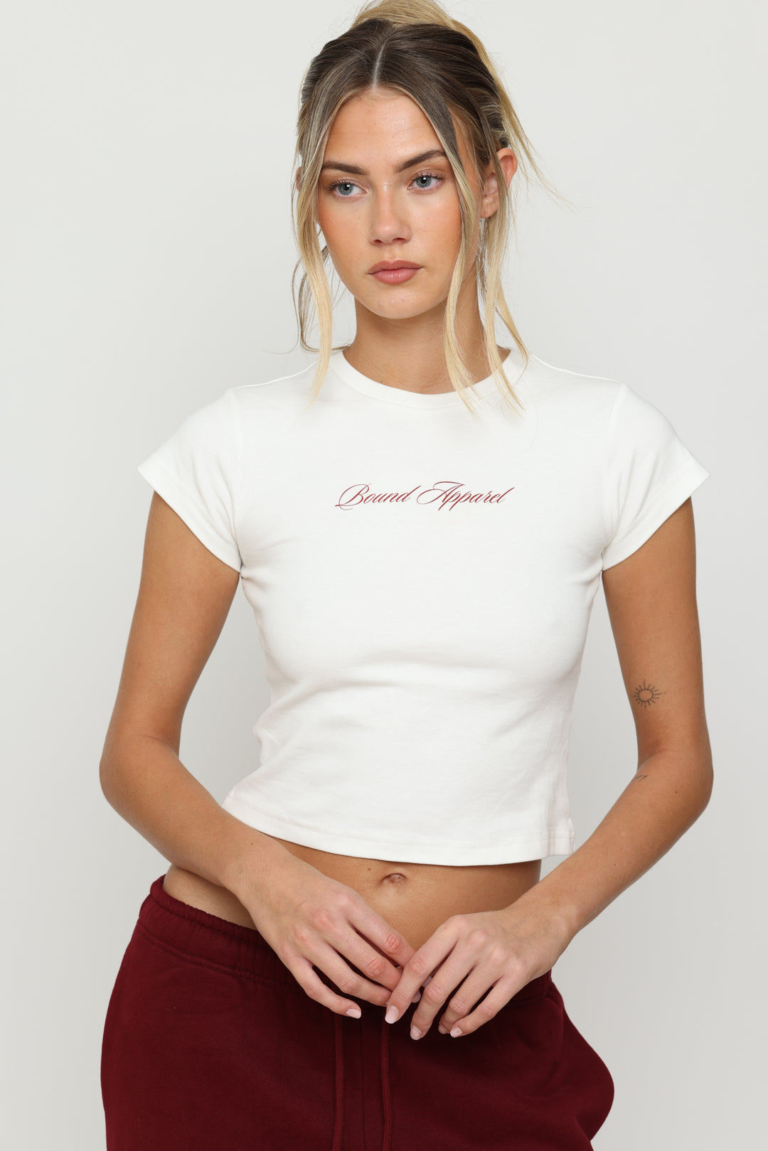 Maroon Italic Baby Tee