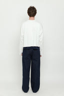 Off-White & Navy Logo Crewneck
