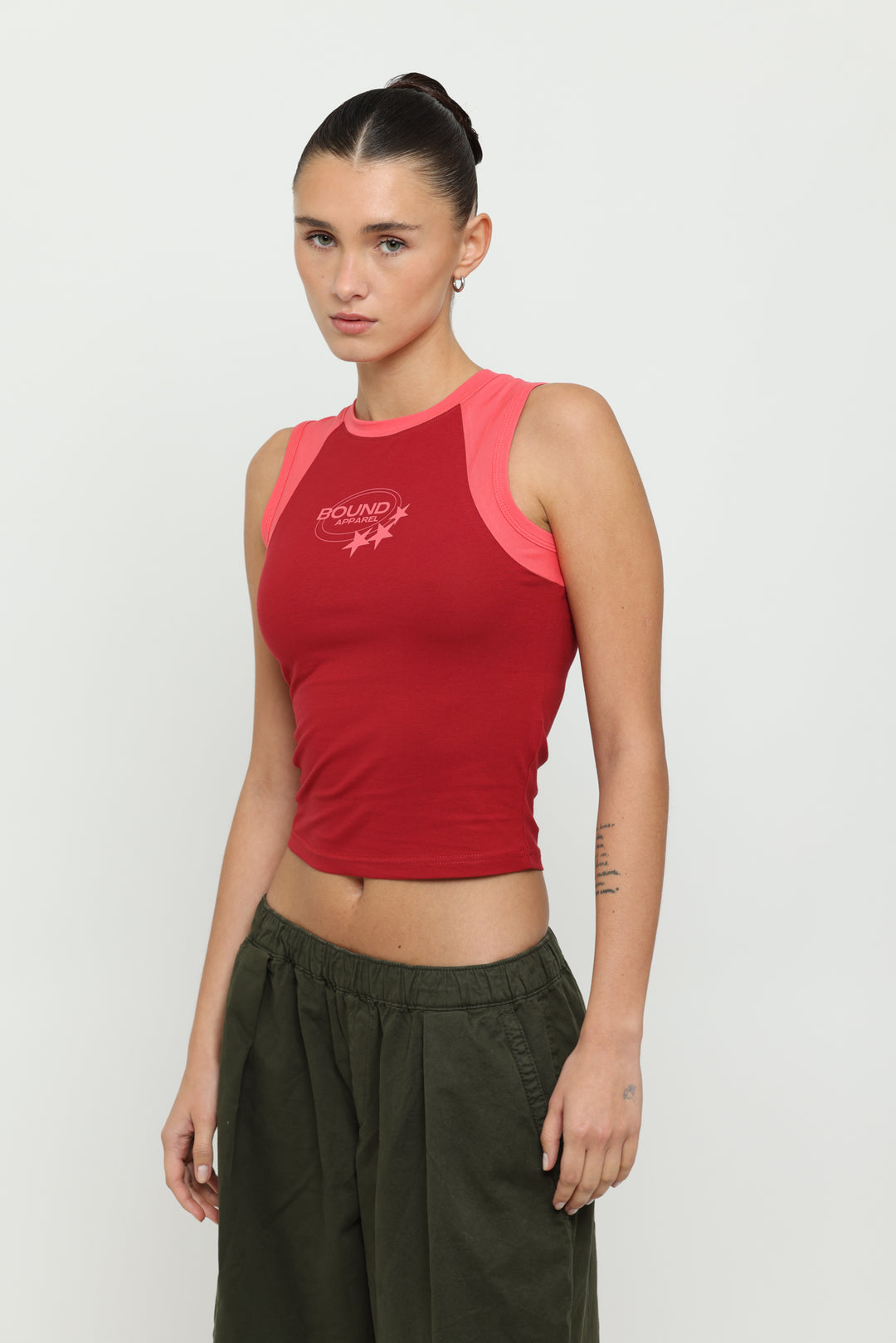 Maroon & Pink Micro Tank