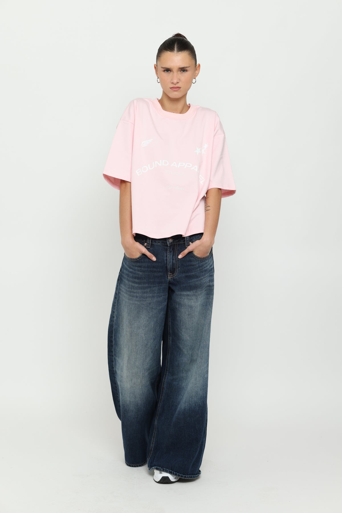 Baby Pink & White Boxy Tee