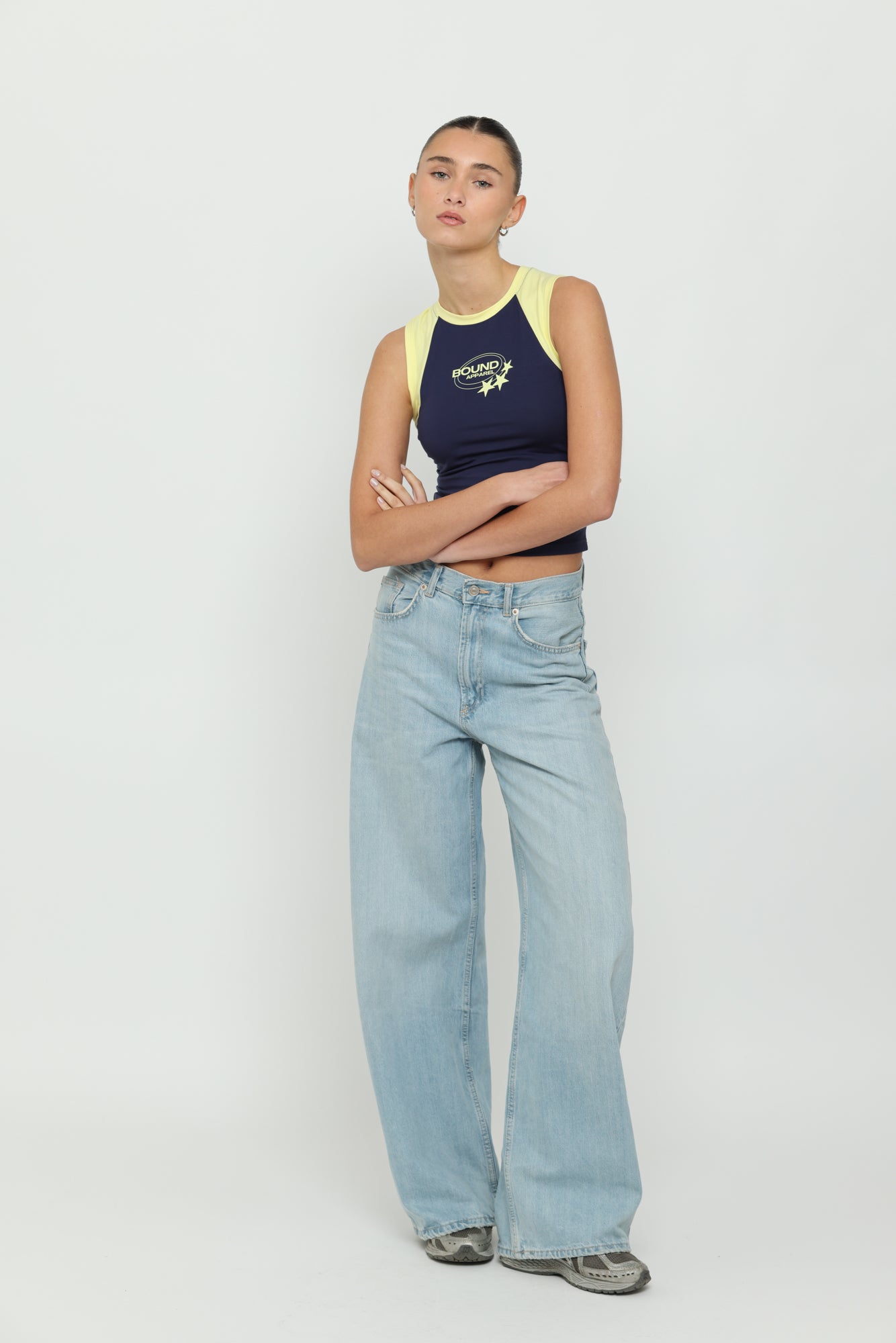 Navy & Yellow Micro Tank – Bound Apparel