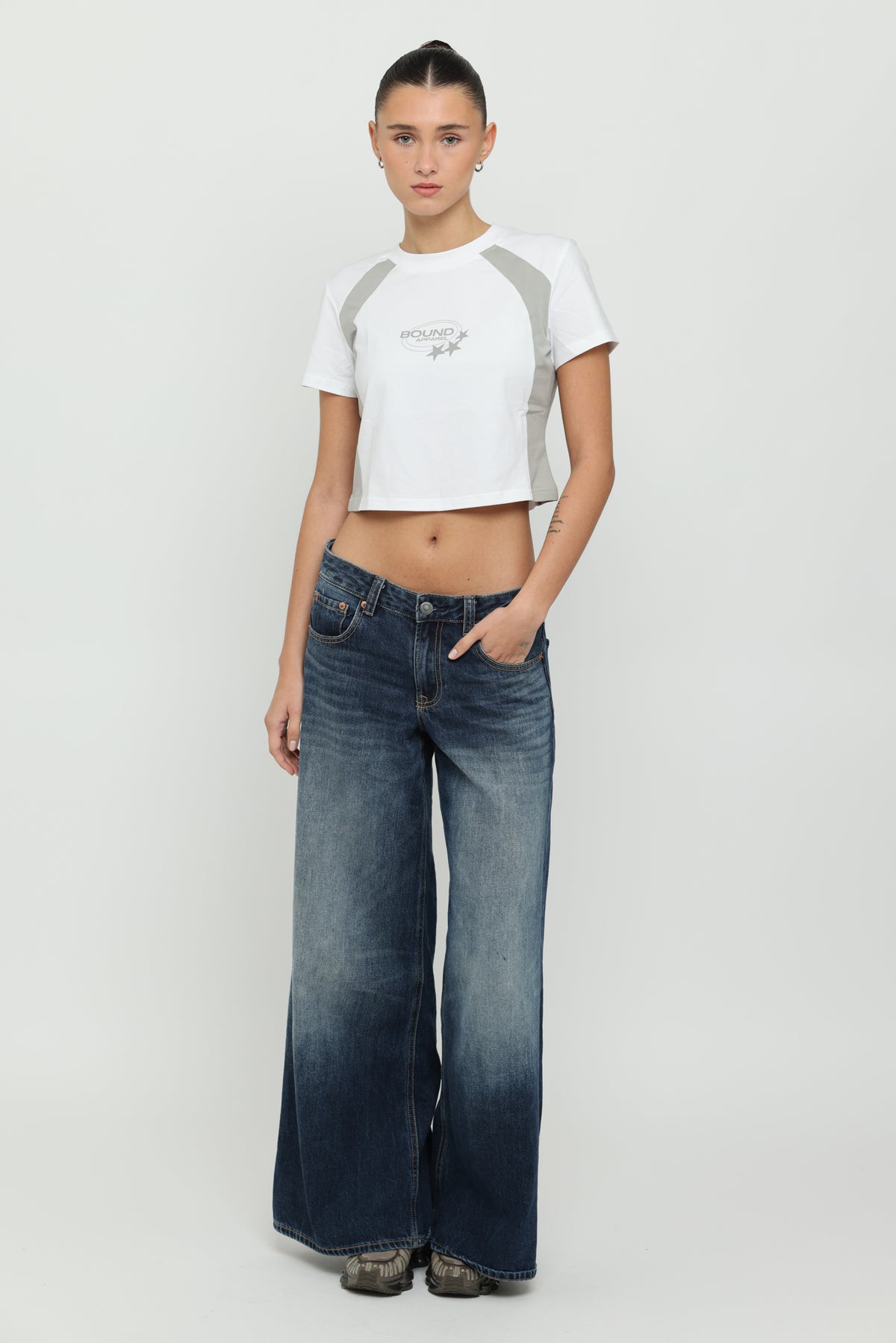 White & Silver Micro Tee