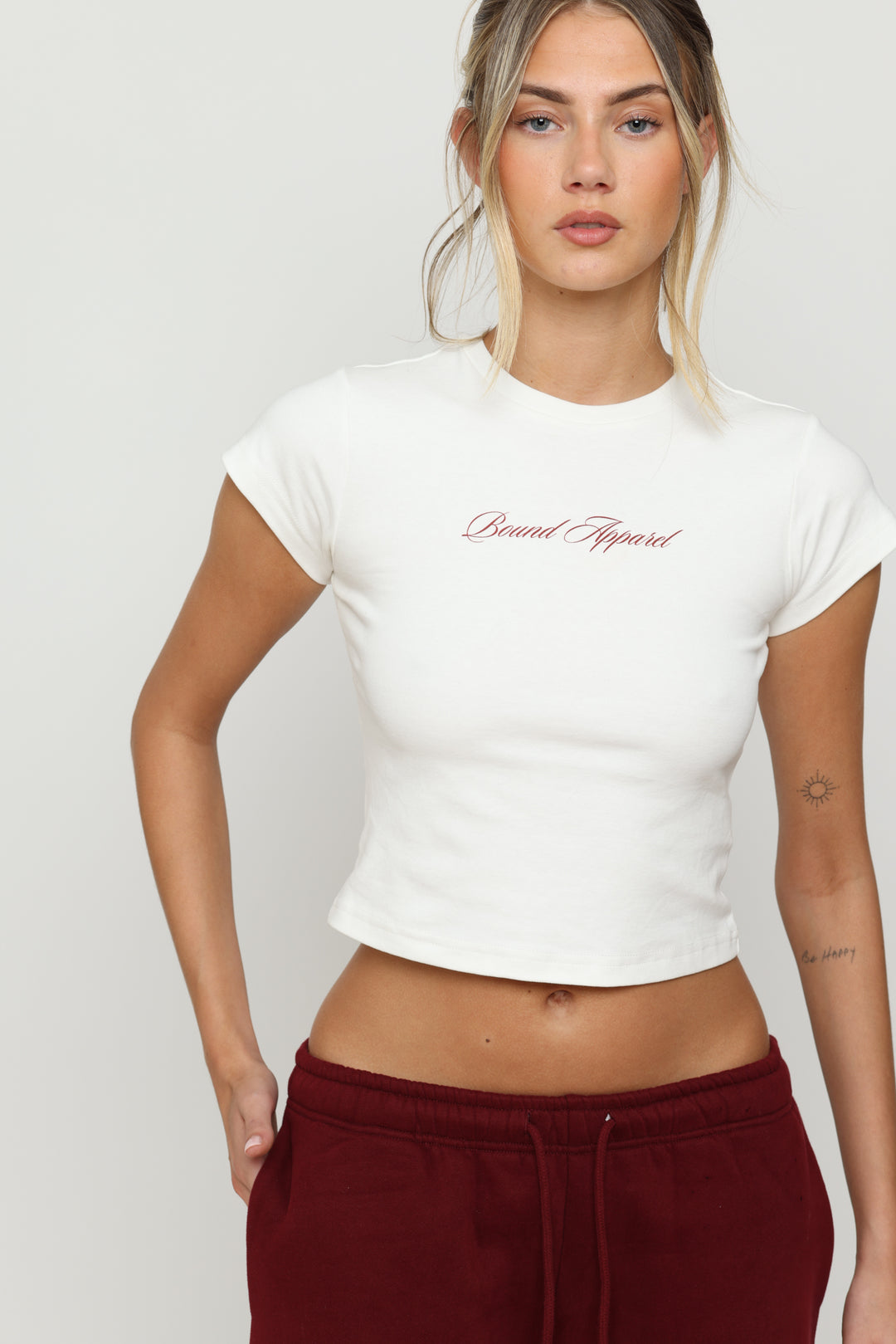 Maroon Italic Baby Tee