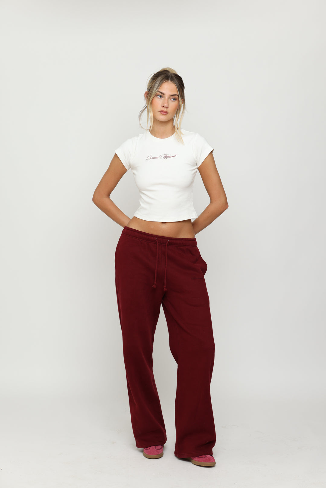 Maroon Italic Baby Tee