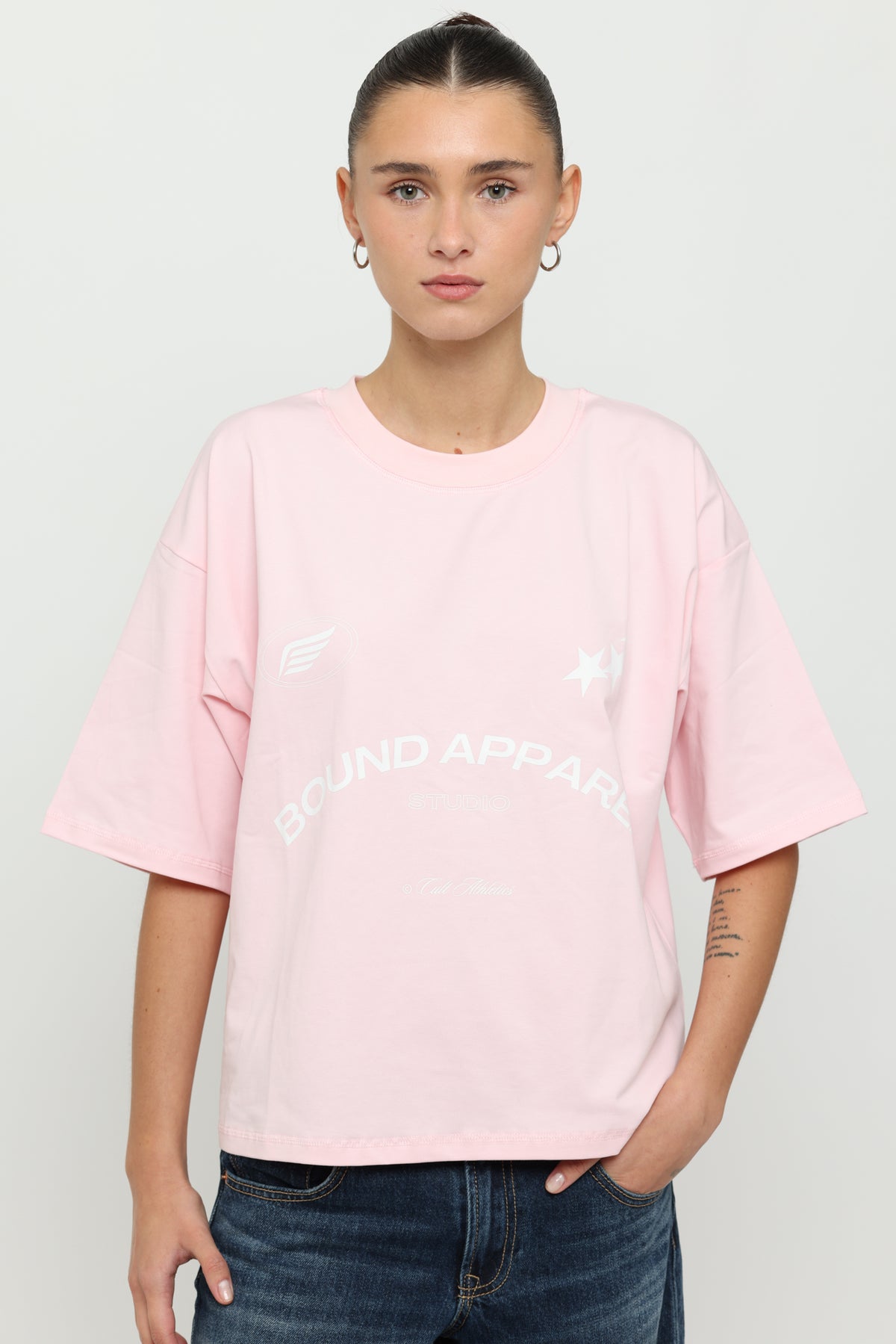 Baby Pink & White Boxy Tee