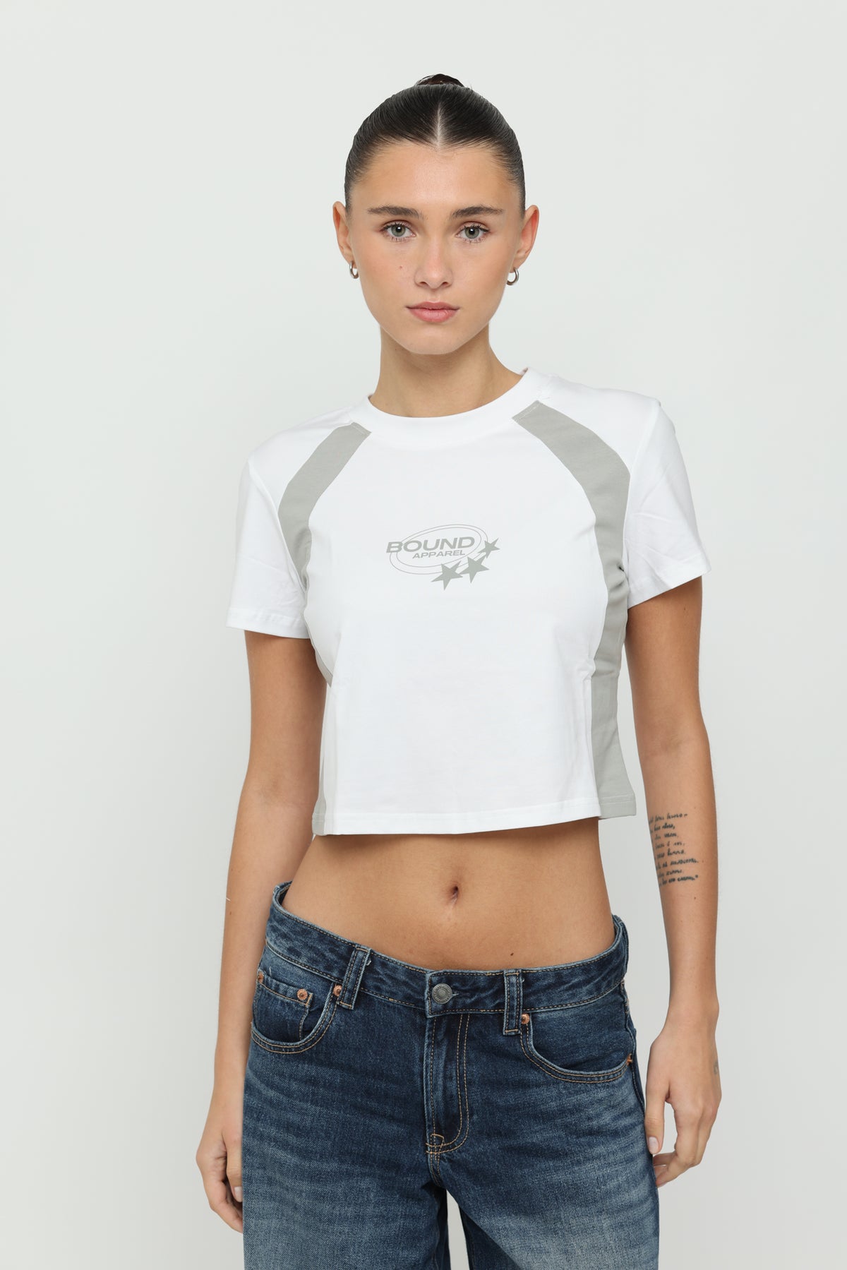 White & Silver Micro Tee