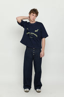 Navy & Yellow Boxy Tee