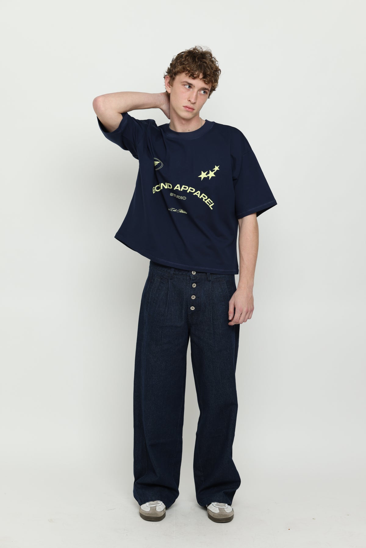 Navy & Yellow Boxy Tee